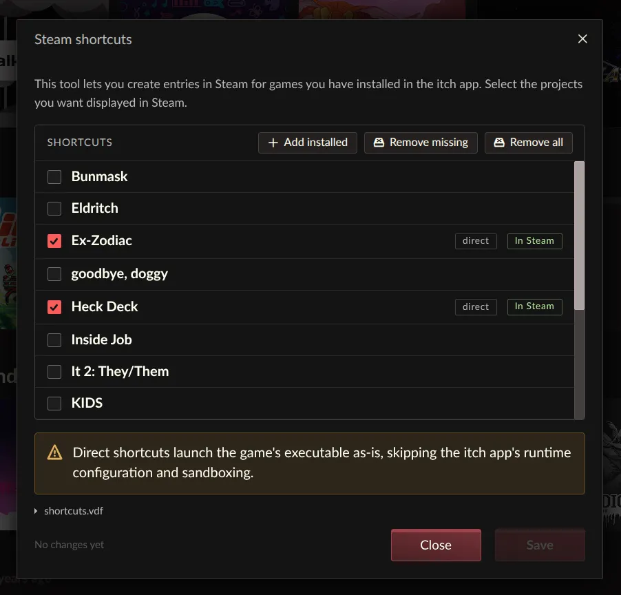 Steam 快捷方式管理对话框